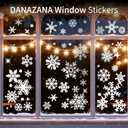 Christmas Glitter Snowflake Window Clings 204 Pieces Double Sided Reusable PVC Static Stickers Sparkly Silver Glitter Snowflakes Decals for Christmas Party Window Decoration Glass Decor