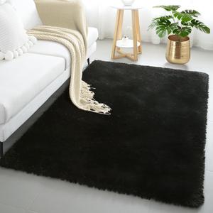 4x6 Black Fluffy Shag Rug for Bedroom, Ultra Soft Plush Fuzzy Washable Cozy Carpet for Living Room, Modern Non Slip Floor Comfy Furry Shaggy Area Rug for Kids Baby Boys Girls Nursery Dorm
