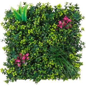 Artificial Boxwood Wall Panels, 20''x20'' 12pcs Grass Wall Panels with Mint Plant Leaves, Greenery Backdrop Privacy Screen with UV Protection, Green Grass Wall for Garden Indoor Outdoor Decor