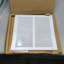 12 x 12 Inch (Duct Opening) Return Air Vent Cover, Louvered Steel HVAC Grille for Wall and Ceiling, White Powder-Coated Rust-Resistant Finish, Decorative Design, Easy to Install