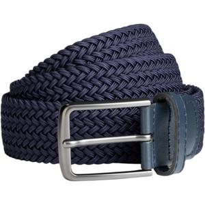 Mens Braided Elastic Stretch Golf Belt  Big and Tall Men Woven Belt, 1.38" Leather-Tipped Adjustable Fit (Waist 44"-50" Stretch, Blue)