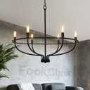 Black Dining Room Light Fixture, 6-Light Farmhouse Black Chandelier for Bedroom Metal Candle Chandeliers Hanging Lighting for Kitchen Living Room Entryway Foyer, 28.54in