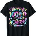 Happy 100th Day Of School Tie Dye Rainbow 100 Days Smarter T-Shirt, Medium Youth