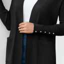 BB&KK Women's Cardigan Sweaters Button Cuff Long Sleeve Knit Open Front Jacket Casual Fall Coat with Pockets (Black, XL)