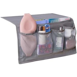 Houseify Slumber & Stow Hanging Bedside Caddy - 5 Pocket Bed Caddy Organizer for Tablets, Magazines, Phone, Glasses, Remotes & More - Ideal Storage For Dorm, Bedroom & Living Areas - 10"x17.3"