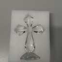 QFkris Clear Crystal Cross Standing Decor, Religious Gifts for Women Men, Crystal Desk Cross Figurines for Home Decor, Tabletop, Shelf