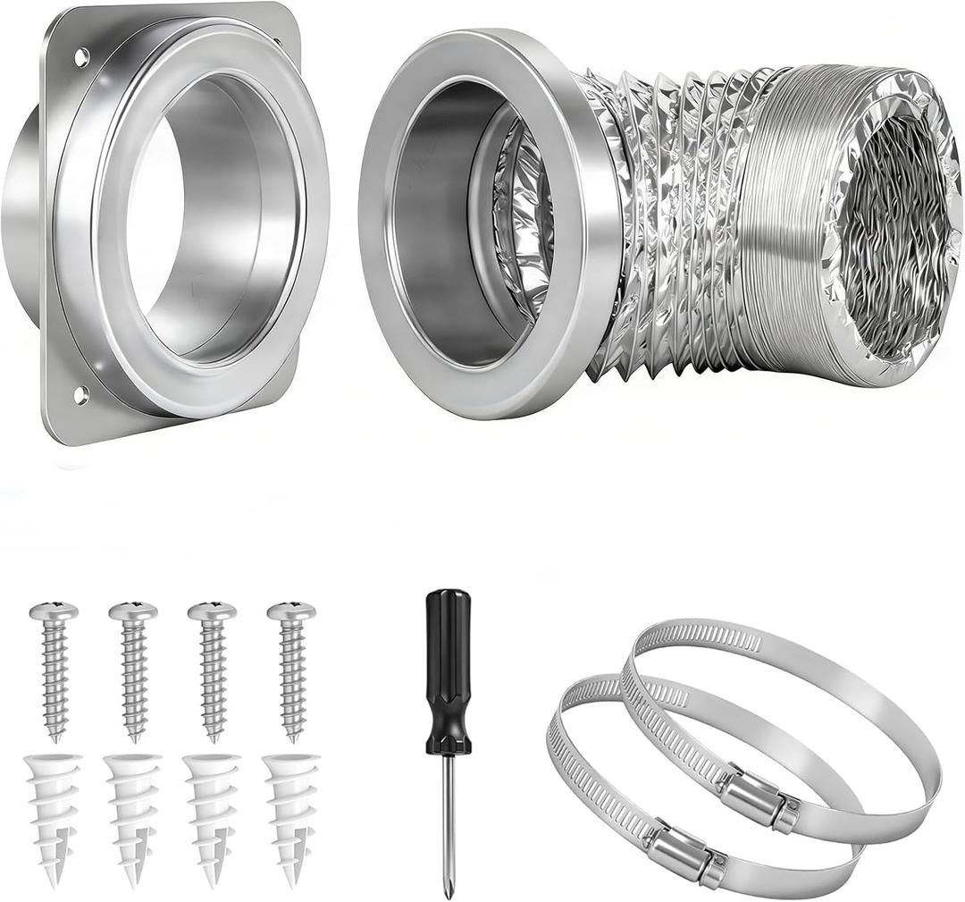 Magnetic Dryer Vent Connector Kit Airtight Seal Magnetic Dryer Vent Coupling Easy to Clean Lint Quick Connect Including a 3.3ft and 4" Duct and Two Clamps