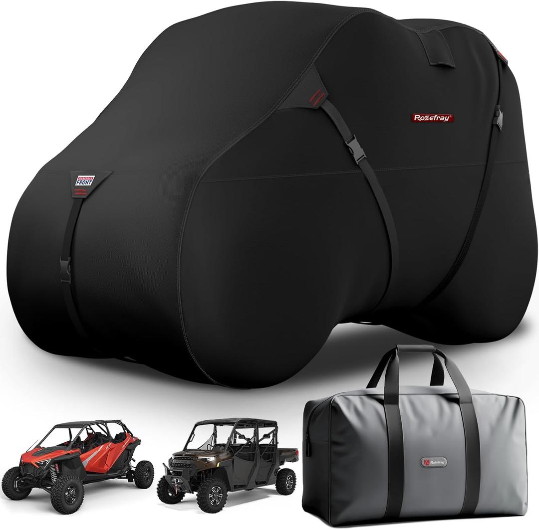 Rosefray UTV Cover, Waterproof 420D Heavy Duty Protection UTV Covers 2-3 Seater/4-6 Seater Compatible with Polaris Ranger RZR General PRO XP 4 Can-Am Maverick X3 Yamaha SxS XL Black