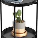 Round Side Table,Black End Table, 15.7 in x 15.7 in x 20.5 in