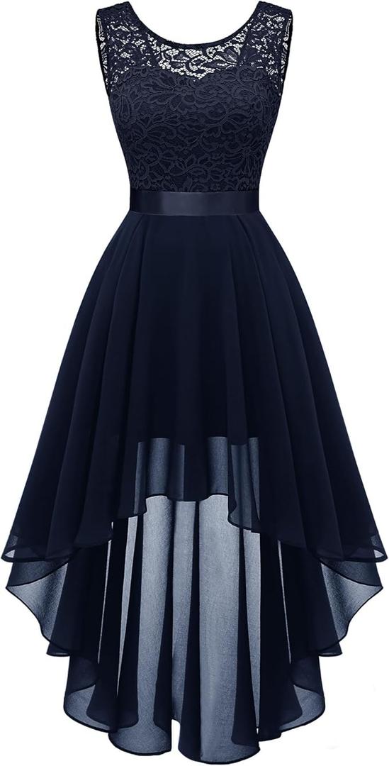 BeryLove Women's Short Homecoming Dresses for Teens Sleeveless Flowy A Line Wedding Guest Lace Formal Dress S