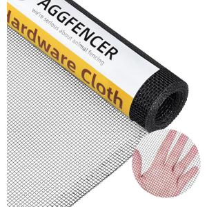 16in x 10ft Black Hardware Cloth 1/8 inch 27Ga PVC Coated Wire Mesh Vinyl Coated Galvanized Wire Mesh Screen Roll, Welded Metal Chicken Wire Fencing, for Garden Plant Fencing Bee Screen