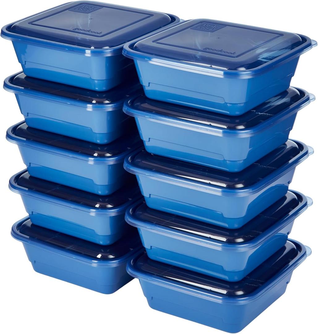 GoodCook Meal Prep 3 Cup Square, 20-Piece, Blue, Made without BPA