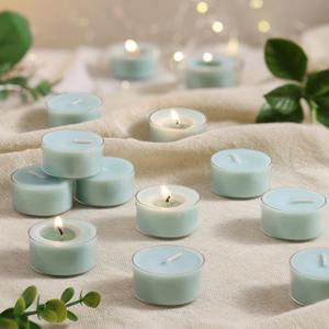 Mint Breeze Scented Tea Lights Candles  Bright Green  6 Hour Burn  100% Palm Wax  Scented Tealight Candles for Mornings Office Refresh, Outdoor Use  48 Pack Scent Votive Candle