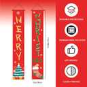 2 x Christmas Decorations Porch Banner, Xmas Yard Front Door Decor,Porch Sign Set Wall Hanging Outdoor Christmas Decoration and Supplies for Home Party Holiday Office -12 x 71 inch (Red 02)