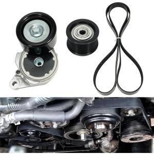 Serpentine Belt Tensioner Idler Pulley Drive Kit 4.6/5.7L V8 Fit for Toyota Sequoia/Tundra/Land Cruiser, for Lexus GX460/LX570, 2007-2018 - Replace 90K-39185 (39185+36370+8PK2415)