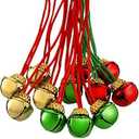 60 Pieces Christmas Bell Necklaces Christmas Holiday Necklaces for Christmas Supplies (Red, Green, Gold)
