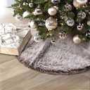 GMOEGEFT Christmas Tree Skirt 30 Inches Brown Plush Faux Fur for Slim Pencil Tree Xmas Holiday Decorations Ornaments