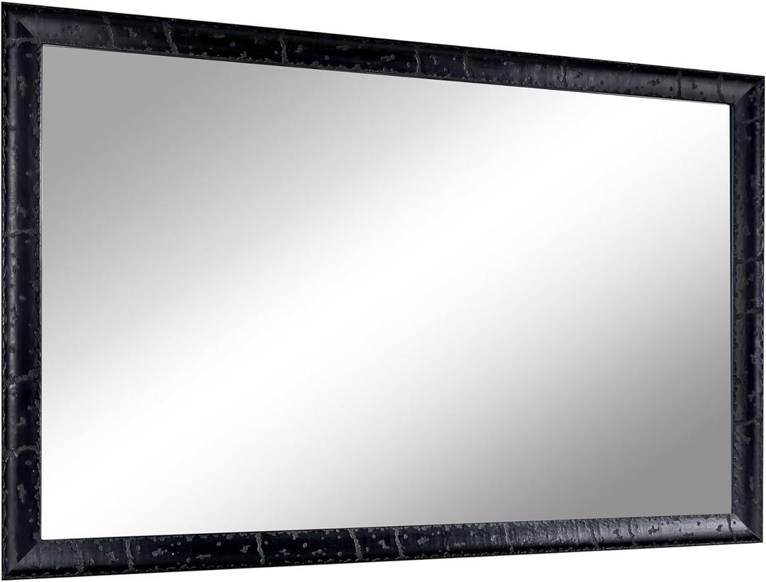 CULER Black Wood Wall Mirror for Bathroom, Rectangle Rustic 24 x 36 inch Hanging Vanity Farmhouse Mirrors with Wooden Frame for Living Room, Bedroom, Entryway