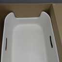 Low Entry High Sided Plastic White Cat Litter Box 22.8x15x8.66 Inch with Splash Guard - One-Piece Smooth Interior Easy Clean for Senior Kittens Mobility-Impaired Cats & Large Breeds
