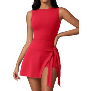 ATTRACO Tennis Dress Golf Outfits for Women Sleeveless Side Slit Active Dress Workout Romper Dresses, Size Small