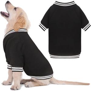 Dog Sweaters for Large Dogs, Brushed Fleece Dog Sweater Baseball Jacket Large Pet Sweater Clothes Soft Warm Boy Girl Pet(Black-XL)