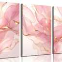 Pink Marble Abstract Canvas Wall Art Pink and Gold Abstract Marble Wall Decor Pictures Neutral Modern Minimalist Posters Prints for Living Room Bedroom Home Decoration 16x24in