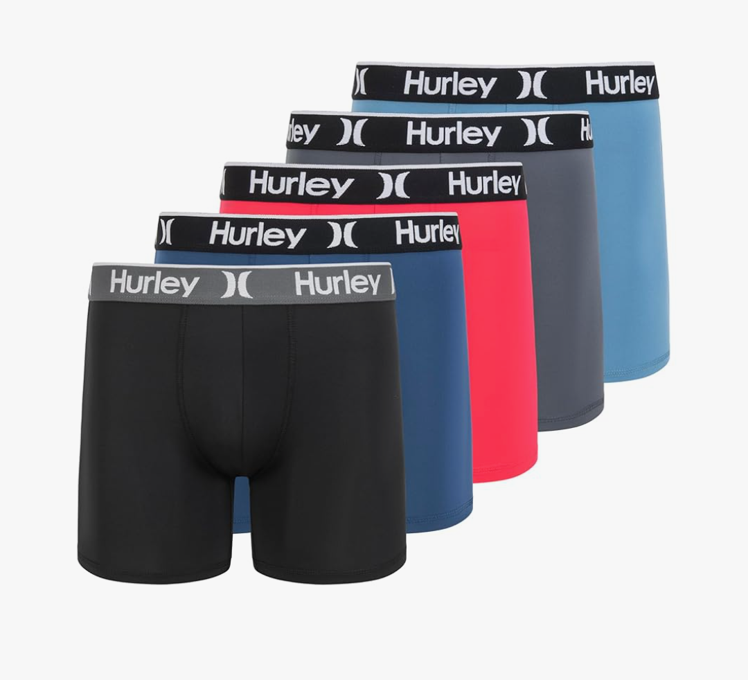 Hurley Men's 5 Pack Stretch Boxer Briefs, M