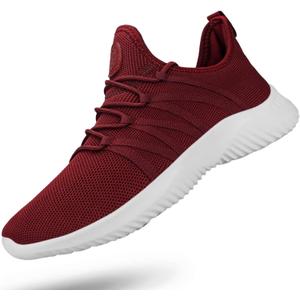 Feethit Mens Slip On Running Shoes Breathable Lightweight Comfortable Fashion Non Slip Sneakers for Men Burgundy Size 11