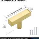 25 Pack Gold Cabinet Knobs Brushed Gold Drawer Knobs T Brass Cabinet Pulls for Kitchen Cupboard & Drawer Hardware