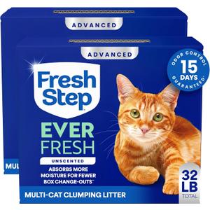 Fresh Step Advanced Ever Fresh Unscented Clumping Cat Litter, 16 lb., 2 Pk