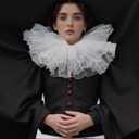 Victorian Clown Collar Renaissance Neck Ruff Retro Mesh Layered Costume Ruffle, One Size