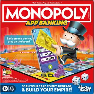 Monopoly App Banking Board Game | App-Enabled Game | Links to Smart Devices | Ages 8+ | 2 to 6 Players | 45 Mins. | Family Games for Kids | Christmas Stocking Stuffers