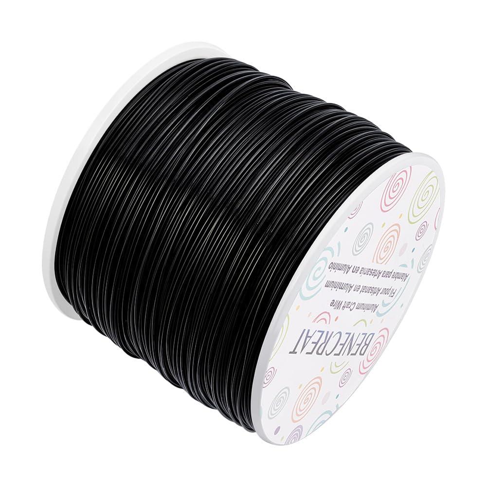 BENECREAT 20 Gauge 770FT Black Aluminum Wire Anodized Jewelry Craft Making Beading Floist Wire Colored Aluminum Garden Craft Wires for Model Craft Decoration, Gem Wrapping, Jewelry Making