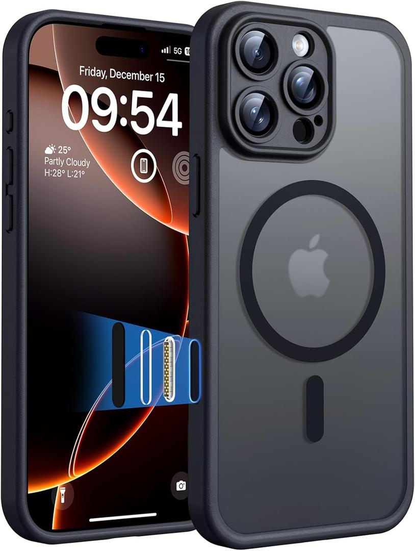 TOCOL for iPhone 16 Pro Max Case with Camera Control Capture Button, Compatible with Magsafe Charger, Built-in Magnetic Ring, Translucent Matte Phone Case for iPhone 16 ProMax 6.9 inch (Key Black)