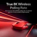 Rapoo VT2 MAX Wireless Gaming Mouse, True 8K Wireless Polling Rate, 53g Lightweight, Up to 750 Hr Battery, Nordic nRF54L15 MCU, 120-Million Optical Switch, 10 Programmable Buttons, Macro Enabled, Red
