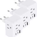 3 Pack European Travel Plug Adapter, One Beat International Power Plug Adapter with 3 Outlets 3 USB Ports(2 USB C), Type C Adapter Travel Essentials for US to Most Europe EU Italy France Germany Spain