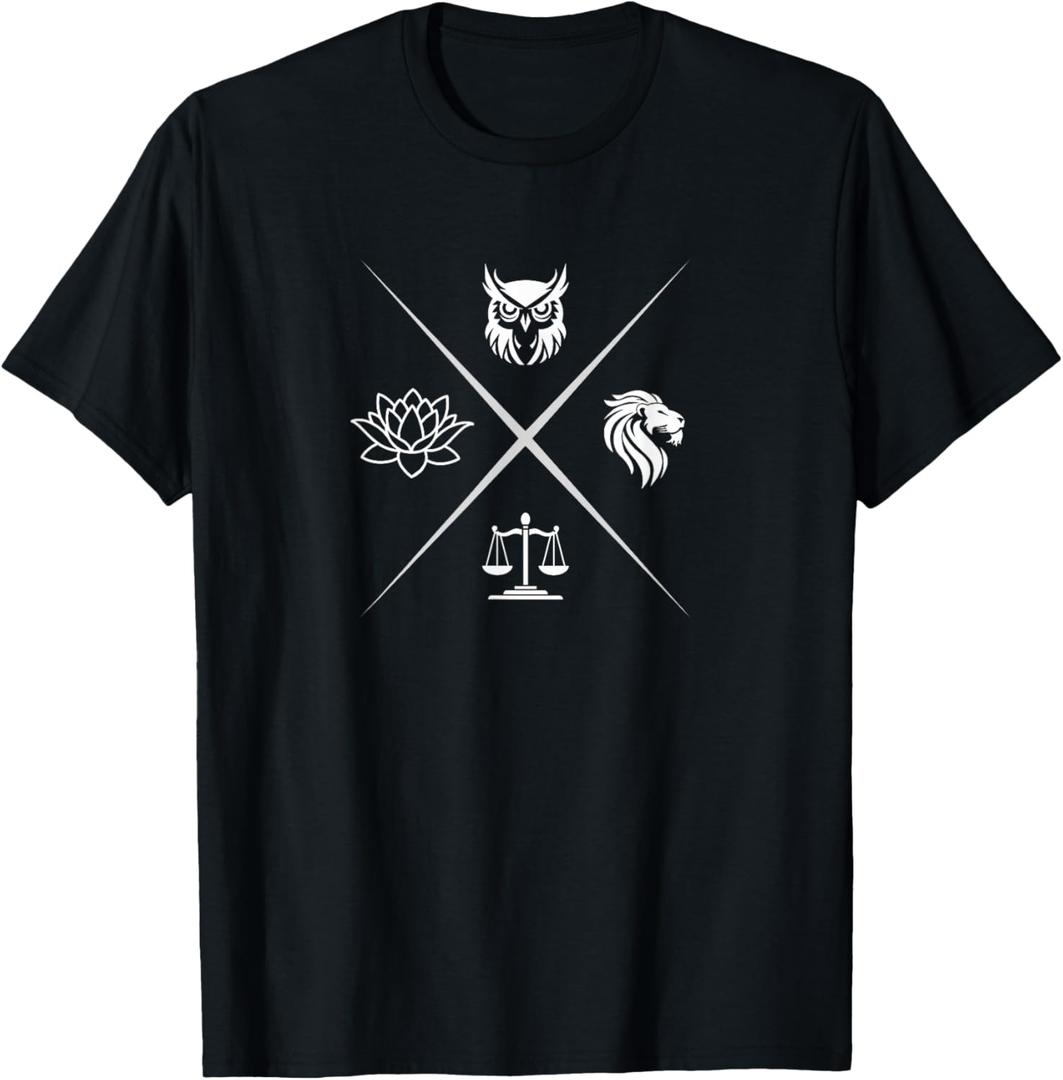 Cardinal Virtues of Stoicism T-Shirt, (Black, Large)