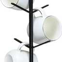 Premium Mug Tree, 6 Hooks Upgraded Stable Metal Mug Holder, Bamboo Base Coffee Mug Cup Rack for Counter Top, Mug Display, Home Storage and Cup Organizer, Black