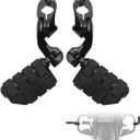 FOVPLUE 1.25" Highway Footpegs,Short Angled Adjustable Highway Pegs w/Mounts for Harley Touring Street Glide Electra Glide Road King Softail CVO Dyna Trike VRSC Sportster w/1-1/4" Engine Guard,Black#2