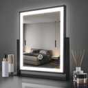 Beelux Hollywood Style Vanity Mirror - 12 in Black Makeup Mirror with Light, Dimmable Lights, Smart Control, Adjustable Warm White/Natural/Daylight, 360Rotation for Makeup Enthusiasts