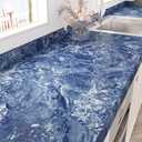 Blue Marble Peel and Stick Wallpaper Waterproof Sapphire Blue Marble Contact Paper for Countertops Self Adhesive Matte Countertop Covers Peel and Stick for Bathroom Cabinets Desk 17.7"x120"