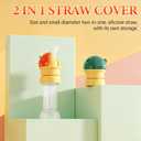 2PCS Water Bottle Spout Conversion Cap with Straw,Reusable Beverage Water Bottle Straw Lid,Water Bottle Spout Adapter,Universal Soda Can Lids Spouts,Spill-Proof Flip Top Cover(Orange+Green)