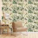 Butterfly Botanical Wallpaper Cream Jungle Peel and Stick Wallpaper Self Adhesive Vinyl for Nature-Inspired Bedroom, Living Room or Accent Wall Decor, 17.7in x 118in