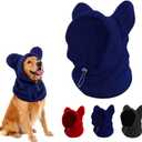 Dog Snood Winter Hood with Ear Protection, Fleece Neck Warmer for Dogs, (Blue, Medium)