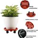 5 Packs Large Plant Caddy with Wheels 13" Rolling Wheeled Plant Stands Heavy-duty Plastic Flower Pot Roller Base Movers Indoor Outdoor Planter Dolly with Casters Trolley, Red