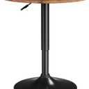 Yaheetech Round Bar Table, Adjustable Height and 360 Swivel Bar Tables, Cocktail Table with MDF Top, Silver Leg Base for Bar, Bistro, Caf, Rustic Brown