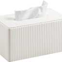 Extra Large Tissue Box Cover for Standard Size 180 to 230 Count Box of Tissues, PU Leather Rectangle Tissue Holder with Magnetic Closure (Ivory)