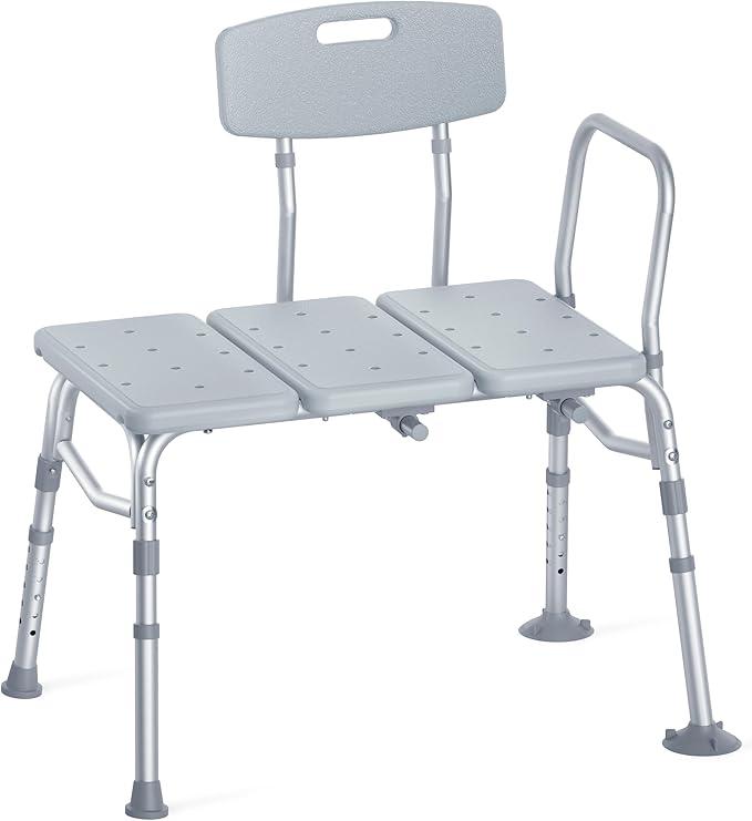 HOMLAND Tub Transfer Bench for Bathtub, 400 lbs Heavy Duty Shower Chair with Backrest, Slip-Resistant Feet, Height Adjustable Shower Bench Shower Seat for Elderly and Disabled