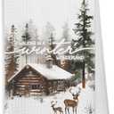 Winter Christmas Wonderland Reindeer Kitchen Towels, Walking in a Winter Wonderland Dish Towels for Kitchen, Snowflake Hand Towel for Bathroom,
