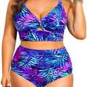 Daci Plus Size Two Piece Swimsuits - Women High Waisted Bikini Tummy Control Bathing Suits Knot Twist Swimwear 2025, 18